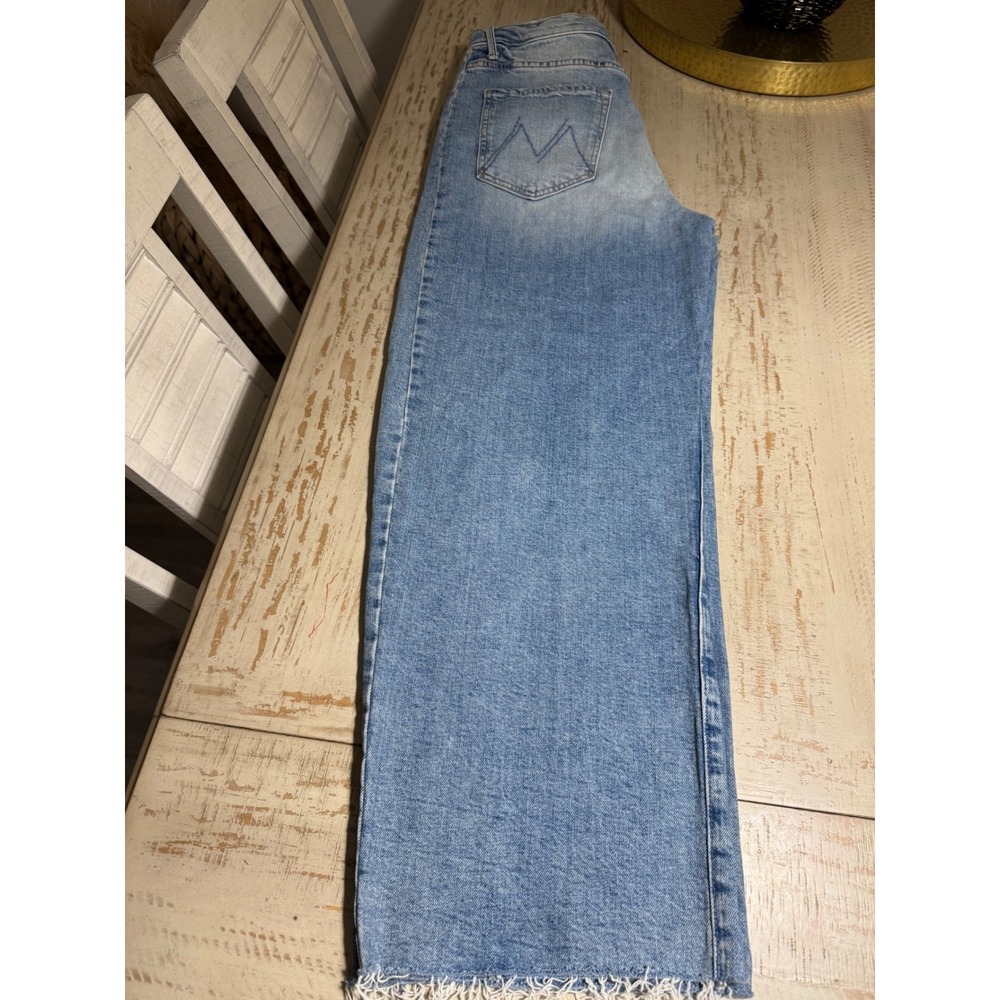 Mother Superior The Half-Pipe Ankle Fray Jeans I Confess Blue Wide Leg Size 31 - Picture 6 of 10